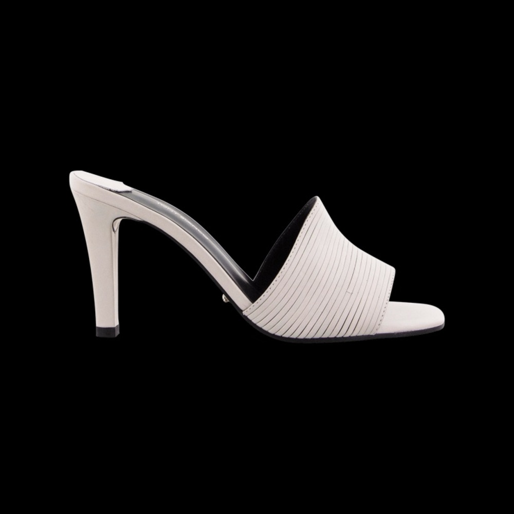 White slip on heels